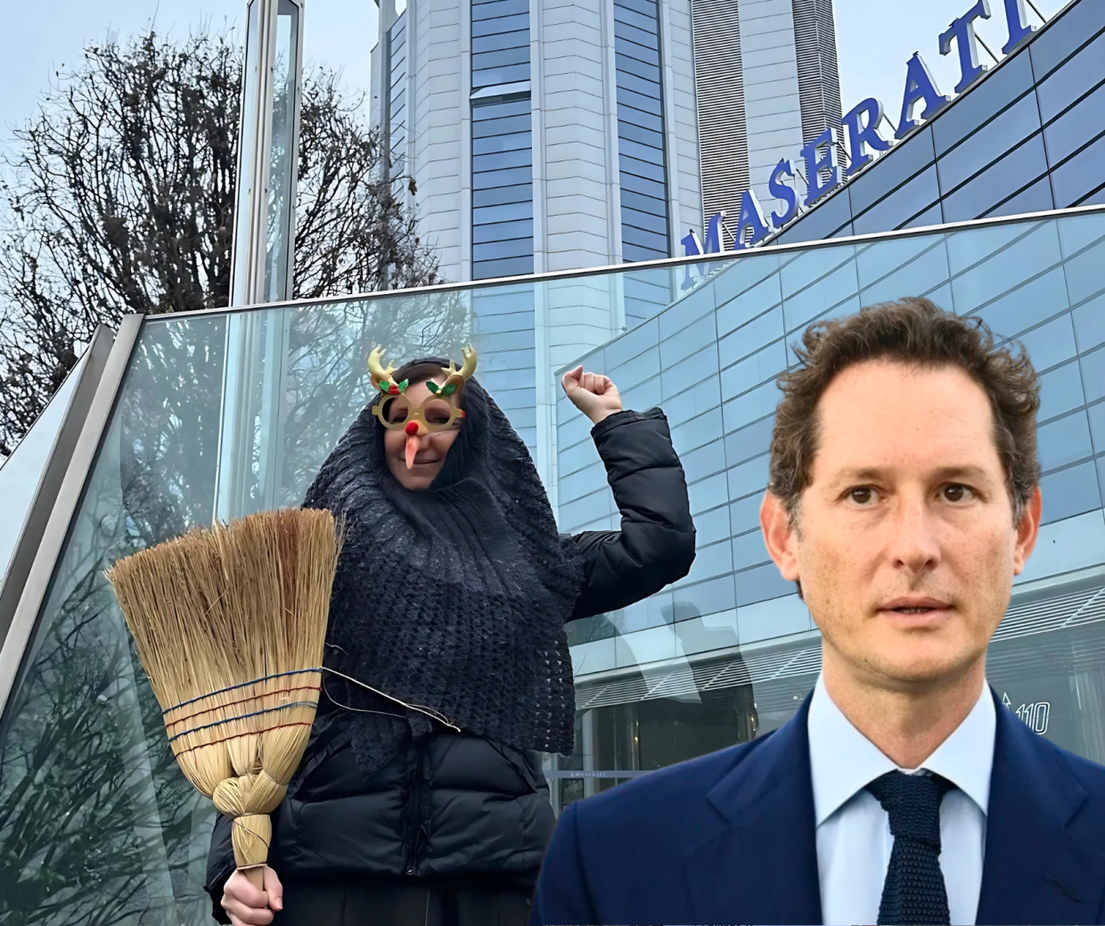 La Befana (rossa) porta il carbone a John Elkann...