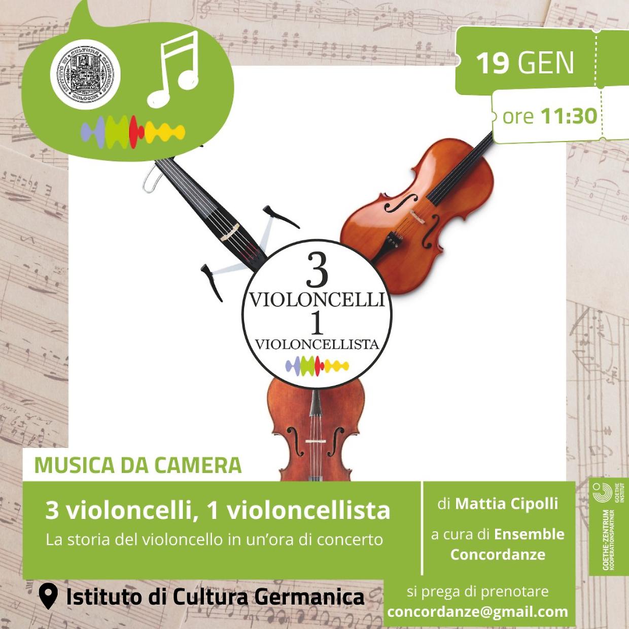 Tre violoncelli, un violoncellista: Mattia Cipolli ci porta attraverso la storia dello strumento