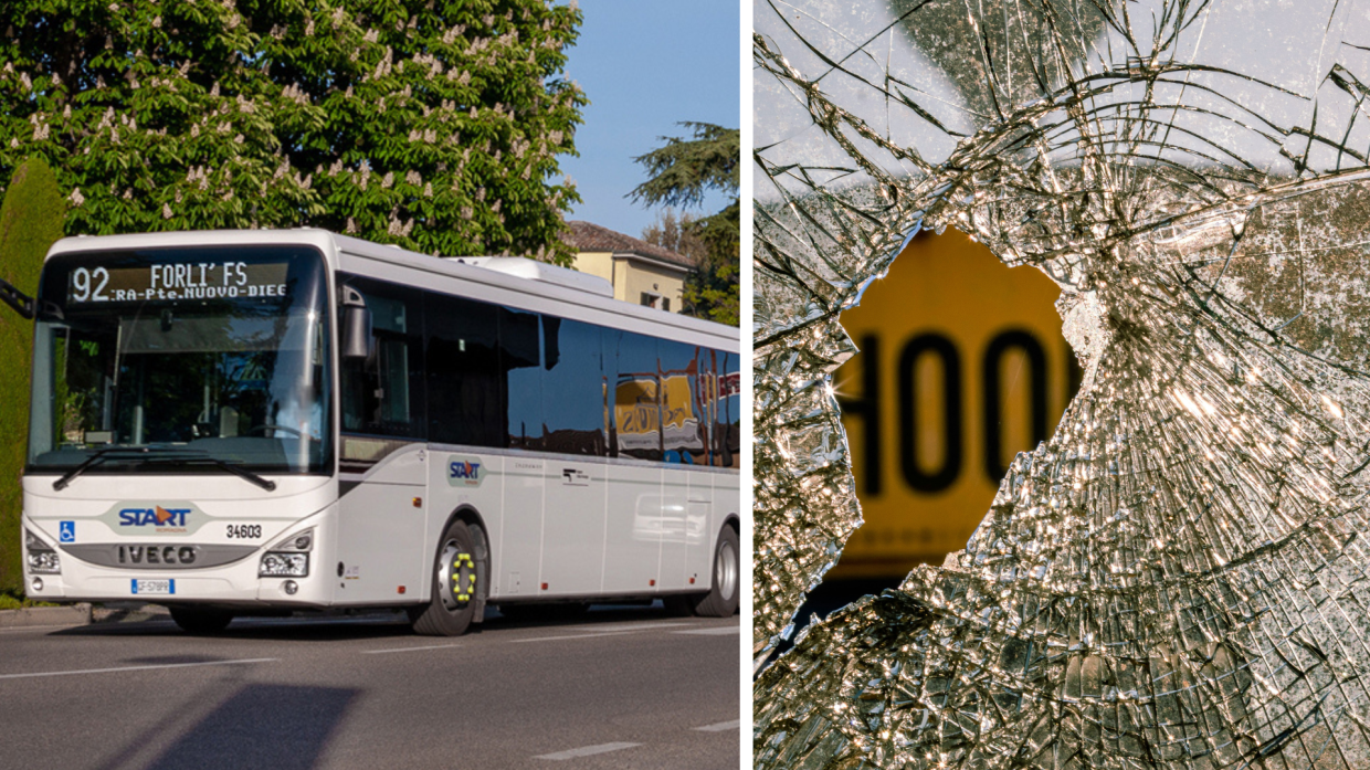 Forlimpopoli: sasso contro un autobus in corsa: distrutto il vetro della zona passeggeri