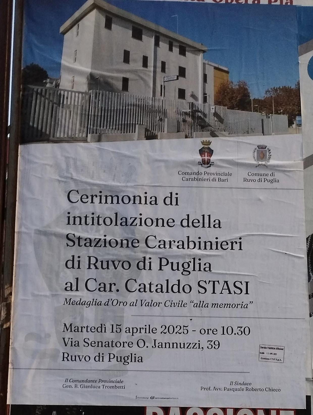 Ruvo di Puglia rende omaggio a Cataldo Stasi