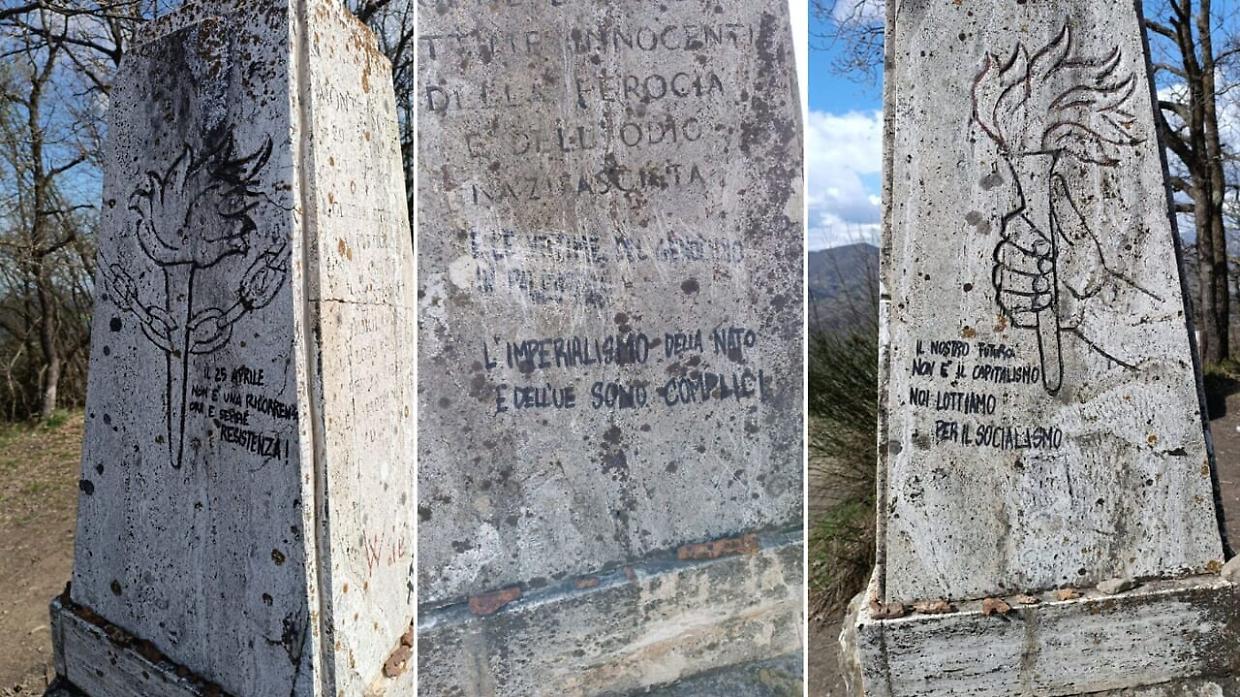 I "centri sociali" deturpano la stele partigiana a MonteSole