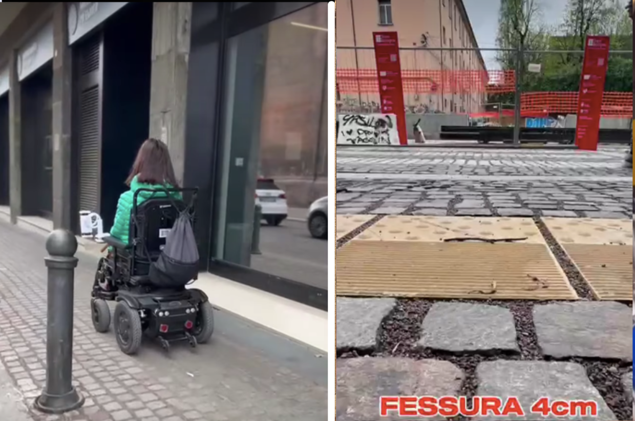 La nuova pavimentazione di via Riva di Reno sotto accusa per inaccessibilità 