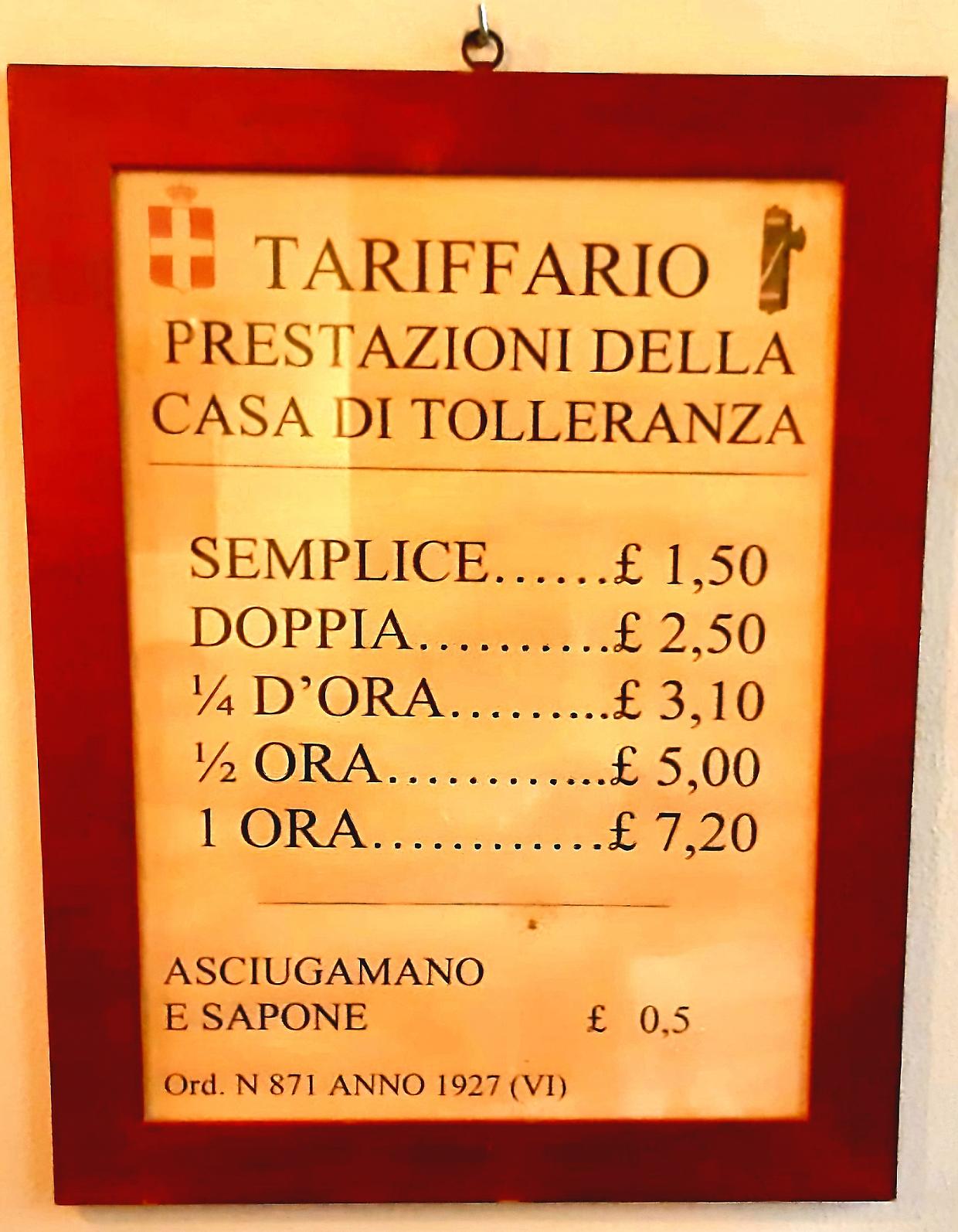 Tariffario 1927