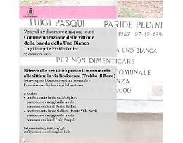 27 dicembre 2024, Castel Maggiore ricorda Luigi Pasqui e Paride Pedini, vittime della banda della Uno Bianca