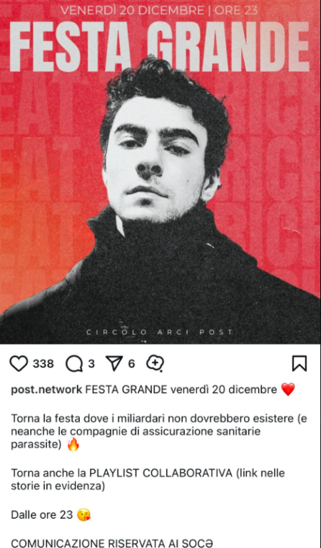 Screenshot Post Originale Arci di Parma