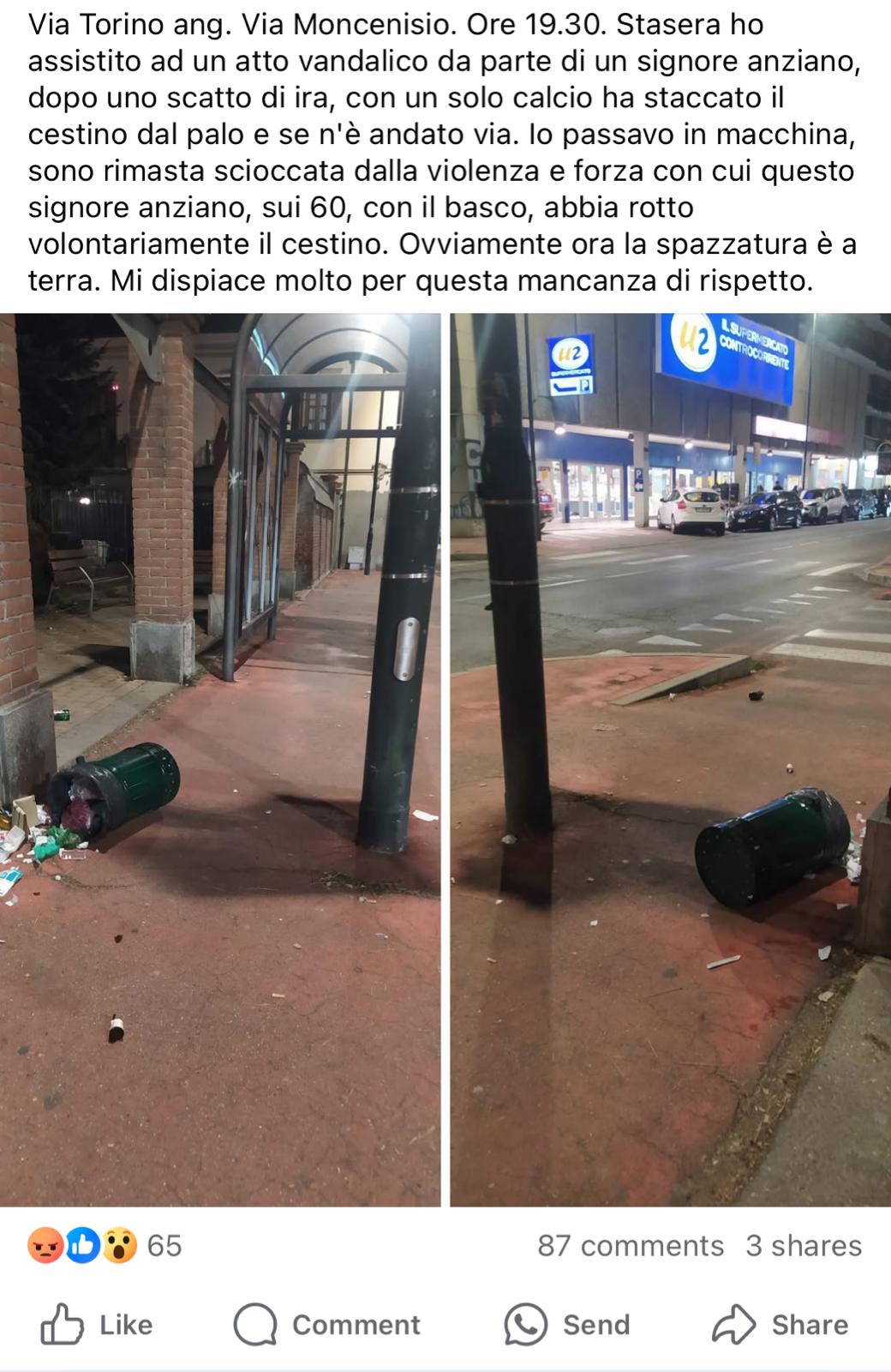 Il post di Facebook da cui è partita la segnalazione